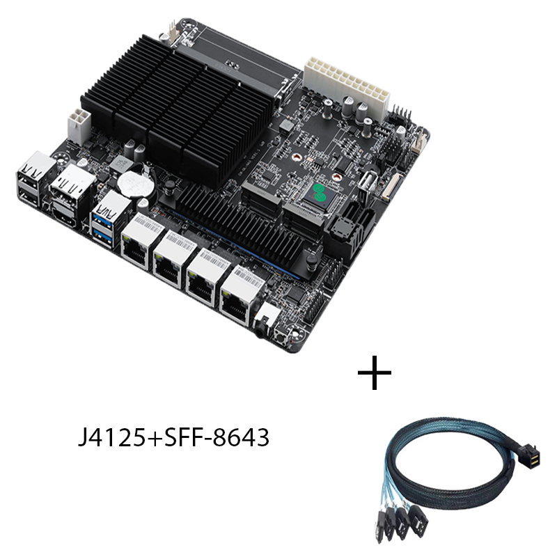 J4125 4x Intel i226-V 2.5G Nics NAS Motherboard 2x M.2 NVMe Six SATA3.0 2*DDR4 HDMI2.0 DP Mini ITX board type motherboard