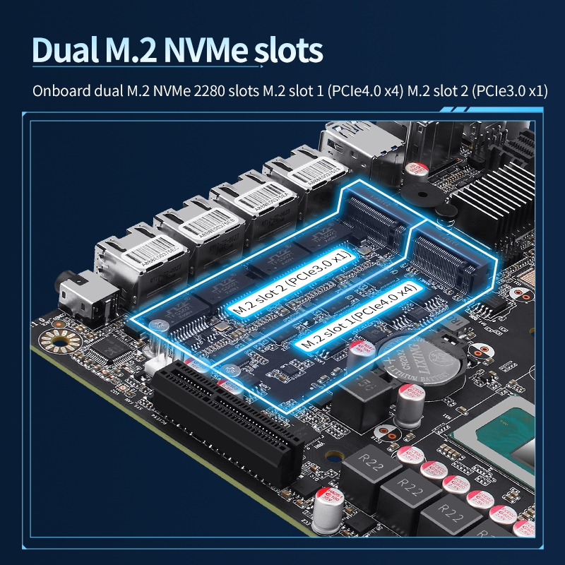 12th/13th generation Core 8505 NAS motherboard/4X2.5G/6 SATA3.0/6X M.2 NVME/dual SFF-8643