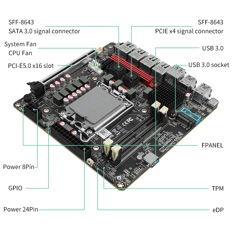 New Q670 4x Intel 2.5G Ethernet Ports 6-Bay NAS Motherboard for Intel 12/13/14 Gen CPU | 3x M.2 NVMe | 8x SATA3.0 | HDMI+DP 4K@60Hz vPro Enterprise-Class Commercial NAS