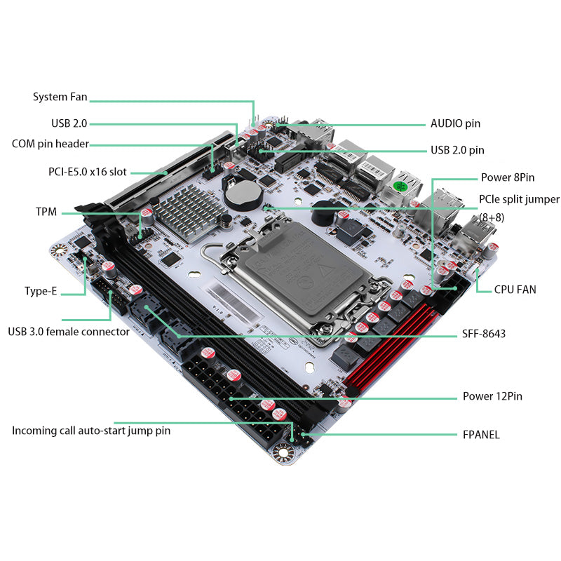 Q670-8Bay NAS Mini ITX motherboard upgrade, LGA1700 supports Intel 12-14 generation processors, DDR5, dual 4k monitors, 5X USB3/2, 8 SATA3.0 ports, I226LM 2.5G with vPro