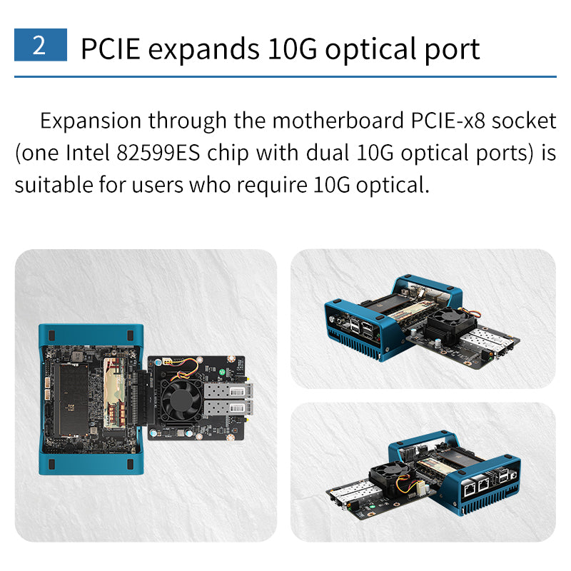 N100/N200/I3-N305 PCIE EXPANSION NETWORK CARD 2*INTEL I226/I210 EXPANSION 10G PORT 82599 DUAL 10G/1*PCIE TO 4*M.2 ADAPTER CARD