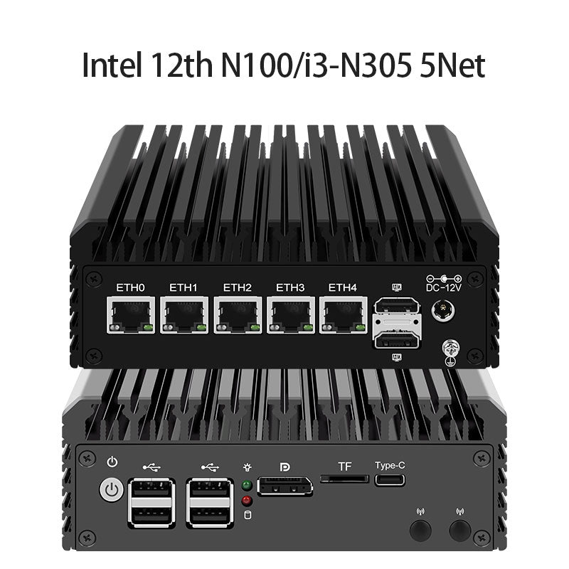 Intel 12th generation N series N100/N200/i3-N305 soft router 5 network 2.5G dual M.2 dual SATA multi-network port mini host