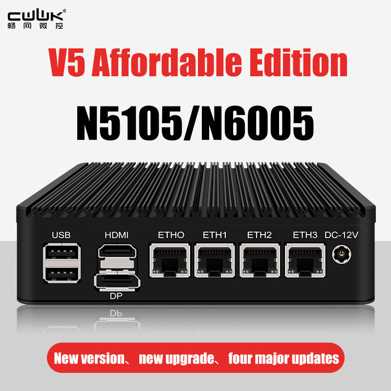 Upgrade i226-V N5105 V5 Softroute Mini-host /PVE/ESXI Fansless Energy Saving PC Affordable Edition.