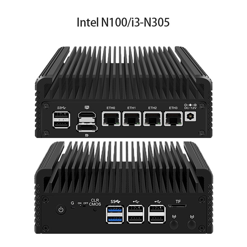 12th Gen Intel Firewall Mini PC Alder Lake i3 N305 8 Core N200 N100 Fanless Soft Router Proxmox  DDR5 4800MHz 4xi226-V 2.5G