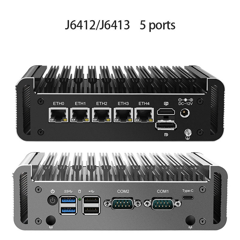 12th Generation Intel 2.5G Soft Router PC Celeron J6413J/6412 5 Network Ports i226-V LAN Fanless Mini PC Firewall Computer ESXi