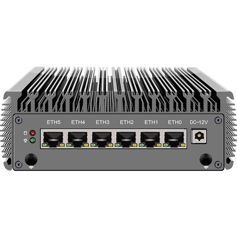 J6412/J6413 six network ports i226 network card 2.5G soft routing mini host industrial automation/retail/smart city/12th generation low-power fanless industrial computer.