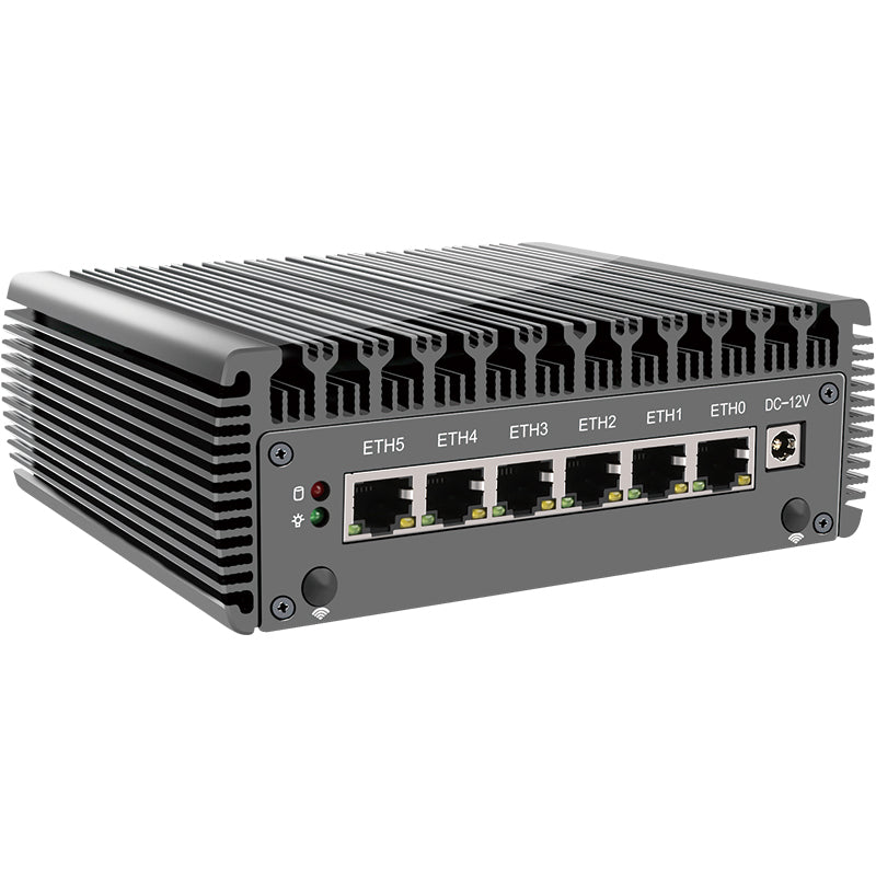 J6412/J6413 six network ports i226 network card 2.5G soft routing mini host industrial automation/retail/smart city/12th generation low-power fanless industrial computer.